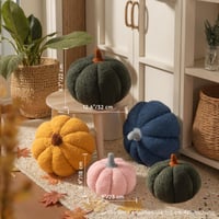Lanpn Set 2 Perne Decorative Dovleac de Toamnă, Decor Halloween, Formă 3D, pentru Canapea sau Dormitor, Portocaliu, 32x22 cm și 23x18 cm 2