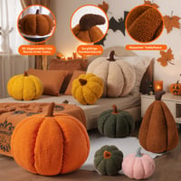 Lanpn Set 2 Perne Decorative Dovleac de Toamnă, Decor Halloween, Formă 3D, pentru Canapea sau Dormitor, Portocaliu, 32x22 cm și 23x18 cm 4