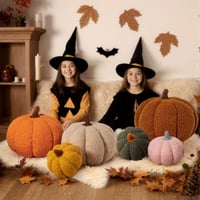 Lanpn Set 2 Perne Decorative Dovleac de Toamnă, Decor Halloween, Formă 3D, pentru Canapea sau Dormitor, Portocaliu, 32x22 cm și 23x18 cm 6