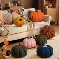 Lanpn Set 2 Perne Decorative Dovleac de Toamnă, Decor Halloween, Formă 3D, pentru Canapea sau Dormitor, Portocaliu, 32x22 cm și 23x18 cm 5