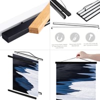 Magnetický rám na plagáty Lanpn B1 70x100 cm a 70x50 cm, prírodné drevo, čierny závesný rám na plagáty, 2 ks 2