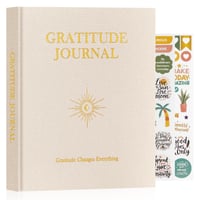 Jurnal de recunoștință Lanpn pentru bărbați și femei, jurnal de recunoștință și mindfulness pe 4 luni, carte de recunoștință de 5 minute, 20x23 cm, bej, în limba engleză 1