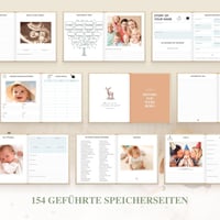 Lanpn Hello Baby 5 éves babanapló lányoknak fiúknak, vászonkötés babakönyv 154 oldal - Englisch, Beige 5