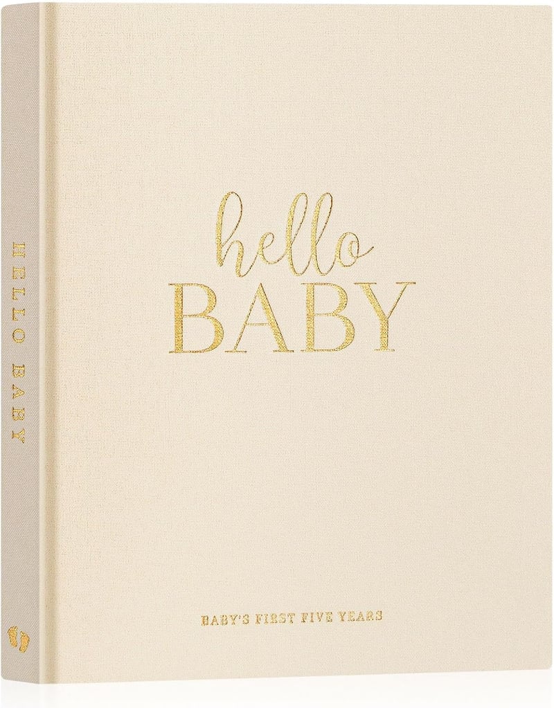 Lanpn Hello Baby 5 éves babanapló lányoknak fiúknak, vászonkötés babakönyv 154 oldal - Englisch, Beige