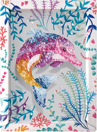 Set de mozaic cu paiete Lansay Collection Delfin pentru copii de la 7 ani - Tablou strălucitor DIY cu ramă, paiete colorate și ace - decorațiune creativă pentru cameră 3