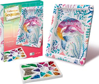 Set de mozaic cu paiete Lansay Collection Delfin pentru copii de la 7 ani - Tablou strălucitor DIY cu ramă, paiete colorate și ace - decorațiune creativă pentru cameră 5