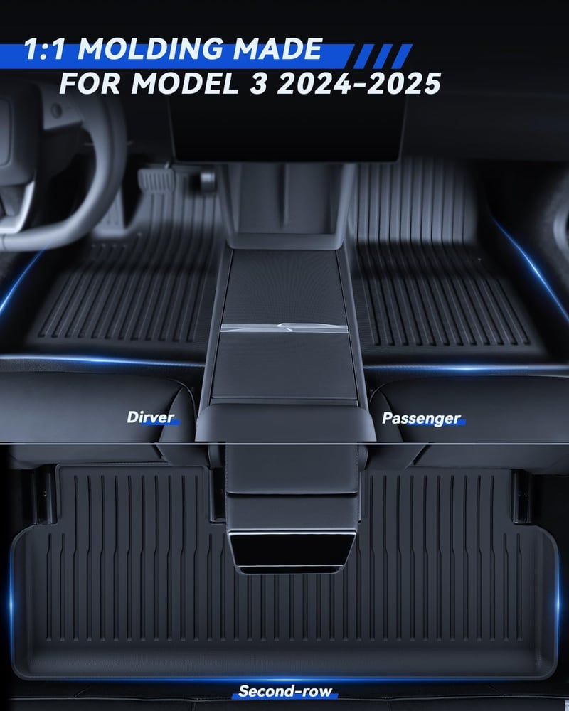 LANTU Tesla Model 3 2024-2026 gumiszőnyeg szett 8 részes TPE vízálló