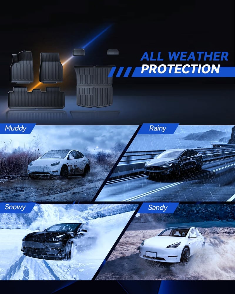 LANTU Tesla Model Y 2025-2026 gumiszőnyeg szett 6 részes TPE vízálló