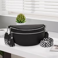 LANXINGLUO női crossbody táska kártyatartóval, 2 pánttal - fekete 2