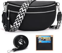 LANXINGLUO női crossbody táska kártyatartóval, 2 pánttal - fekete 1