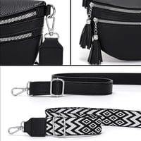 LANXINGLUO női crossbody táska kártyatartóval, 2 pánttal - fekete 7