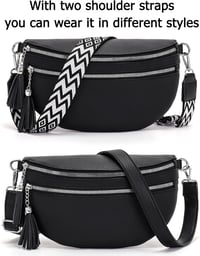 LANXINGLUO női crossbody táska kártyatartóval, 2 pánttal - fekete 4