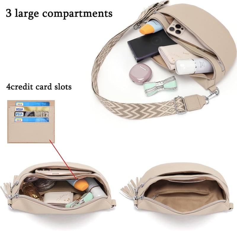 LANXINGLUO női crossbody táska kreditkártyatartóval, khaki színű válltáska