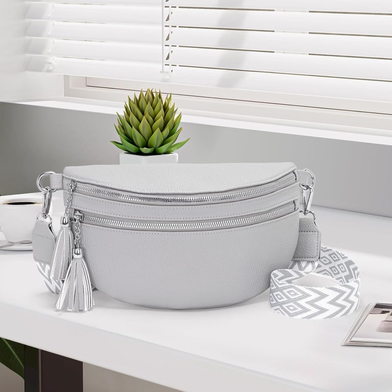 LANXINGLUO női crossbody táska kreditkártyatartóval világosszürke