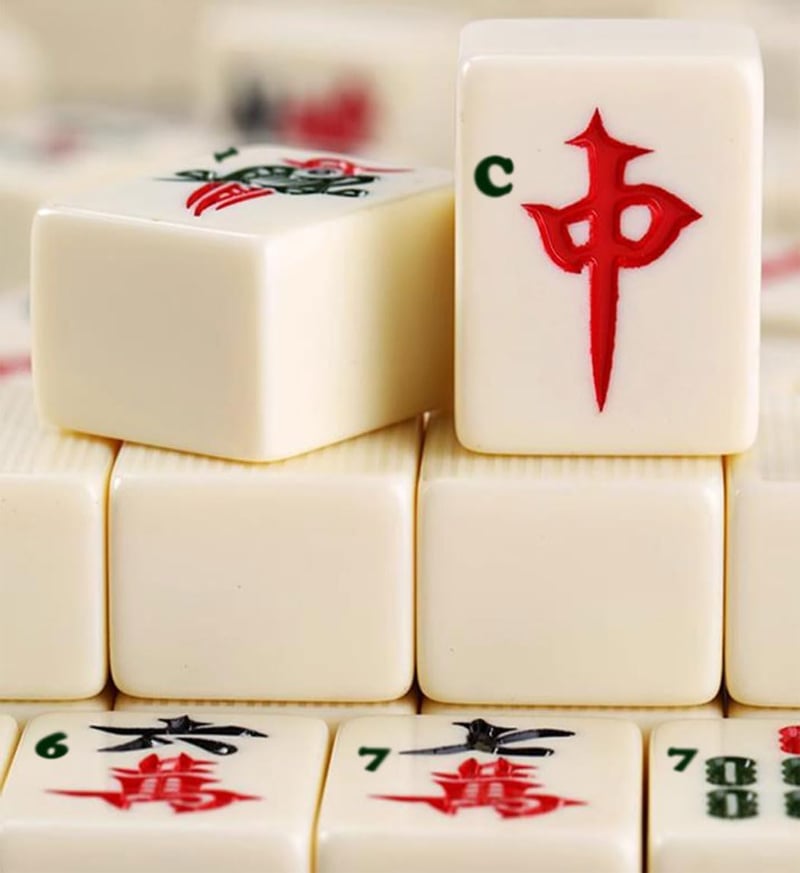 LANYOTA Mahjong Készlet - Nagy Elefántcsont Színű Játék Arab Számokkal, 146 Melamin Lapka, 2-4 Játékos Részére, Kínai Társasjáték