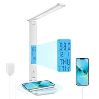 Stolná LED lampa LAOPAO s funkciou stmievania, bezdrôtovým nabíjaním a hodinami, 34 cm 1