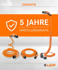 Lapp Type 2 töltőkábel 22 kW 32 A 3 fázis Mode 3, sima kivitel, 7 m, narancs, elektromos autóhoz 10