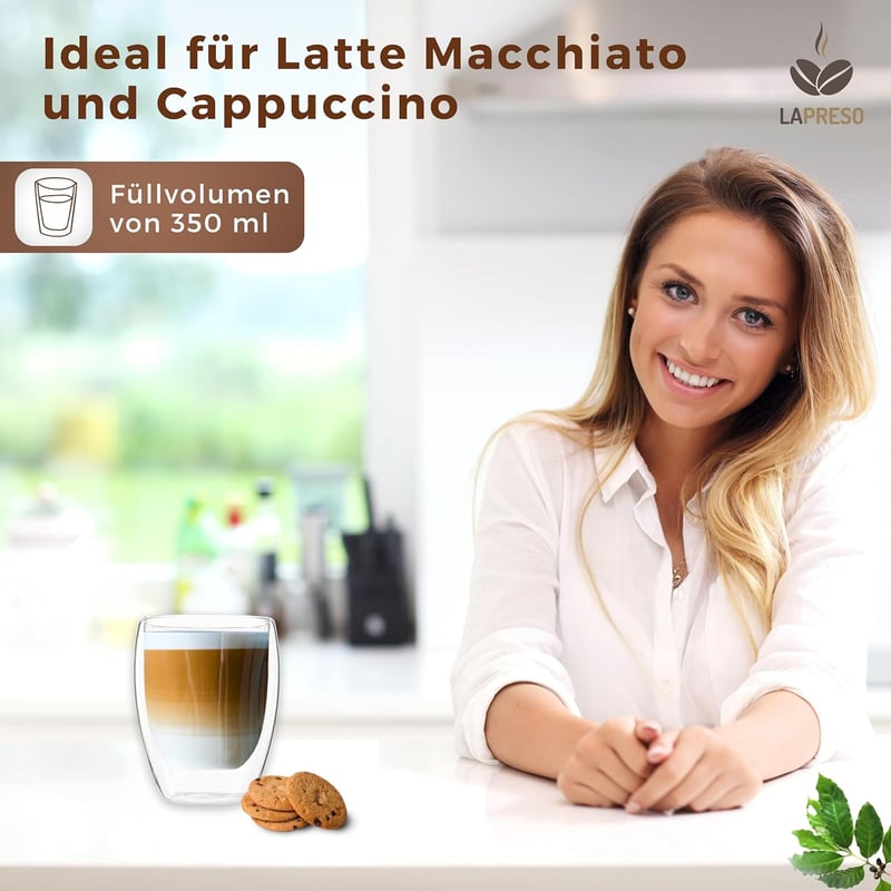 LAPRESO Latte Macchiato pohár szett 6 db 350 ml dupla falú boroszilikát