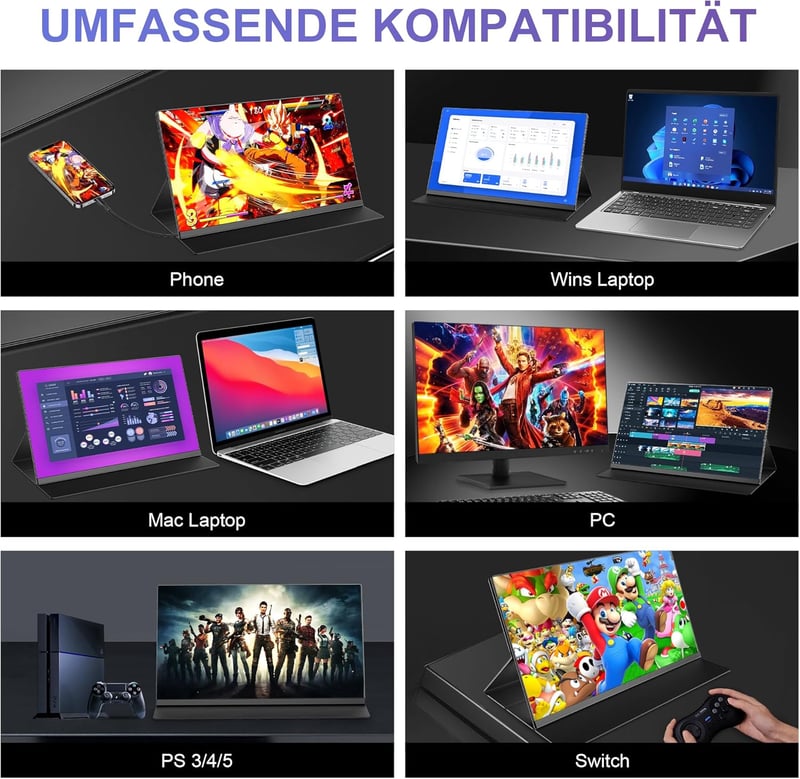 Laptomo 15.6" hordozható monitor 1080P FHD IPS kijelző USB-C HDMI - 15.6'' Portable Monitor