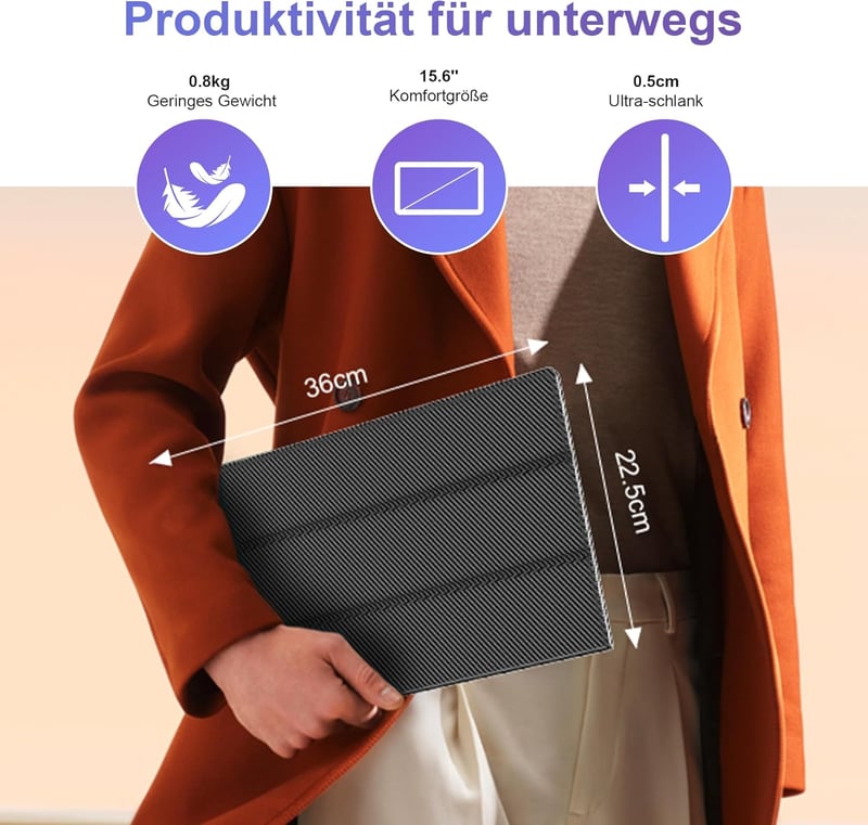 Laptomo 15.6" hordozható monitor 1080P FHD IPS kijelző USB-C HDMI - 15.6'' Portable Monitor