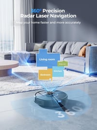Laresar Mars01 Robotporszívó Feltörlő Funkcióval - 5000Pa Szívóerő, LIDAR Navigáció, Okos Térképezés, 3 Órás Üzemidő, 250ml Víztartály, Kisá 3