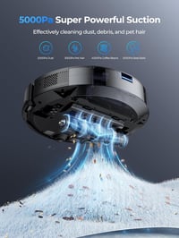 Laresar Mars01 Robotporszívó Feltörlő Funkcióval - 5000Pa Szívóerő, LIDAR Navigáció, Okos Térképezés, 3 Órás Üzemidő, 250ml Víztartály, Kisá 2