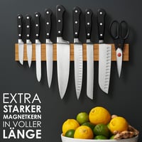 LARHN Mágneses Késtartó Fa 40 cm - Fúrás Nélkül is Felszerelhető, Mosogatógépben Mosható Konyhakés Rendszerező 3