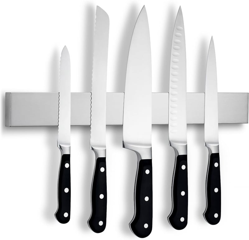 LARHN Mágneses Késtartó Sín 40 cm - Rozsdamentes Acél Fali Késtartó - Konyhai Késrendező Blokk Kések Nélkül