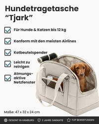 LARKSON Tjark torba za nošenje pasa za male pse do maks. 12 kg, bež - putna torba za pse i mačke pogodna za avion 2