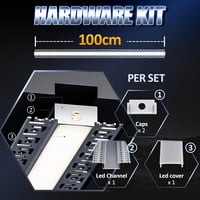 LASLUX Alumínium LED profil U-alakú 2m, diffúzorral és végzáróval, beépíthető 6