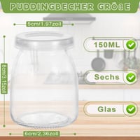 LATRAT Joghurt Üveg Fedővel 150ml Puding Desszert Pohár 3