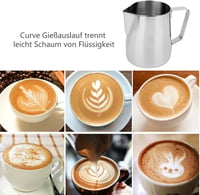 LATRAT rozsdamentes acélból készült tejkiöntő 350ml cappuccino és latte készítéshez 4