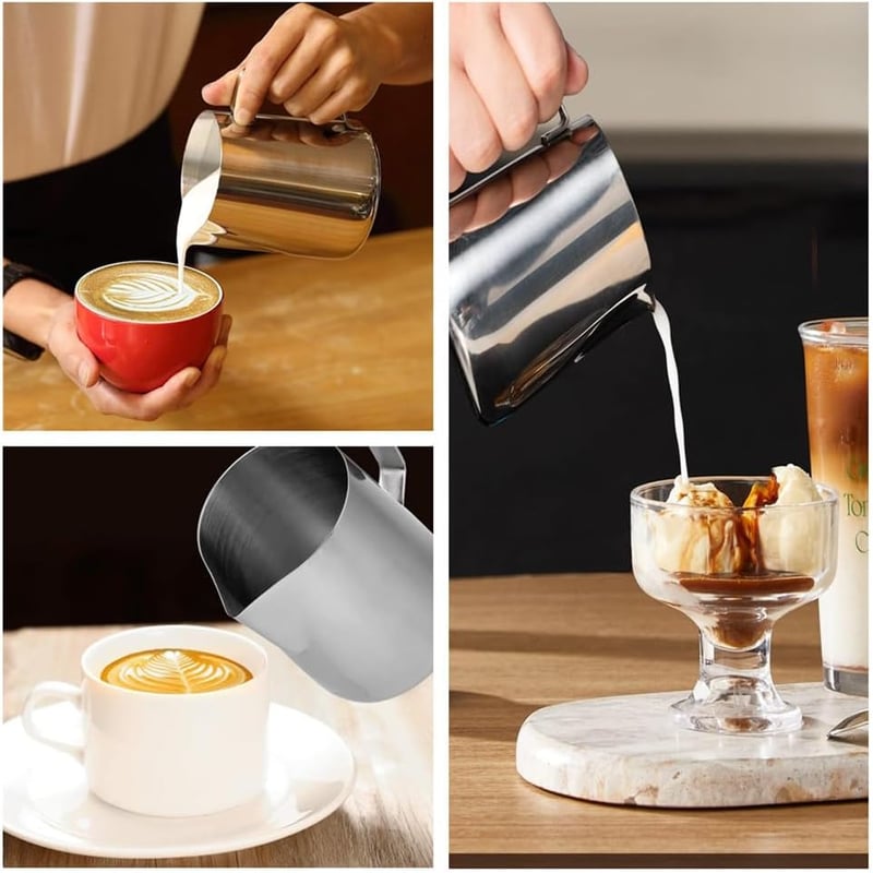 LATRAT rozsdamentes acélból készült tejkiöntő 350ml cappuccino és latte készítéshez