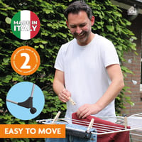 LaundrySpecialist Bobby Összecsukható Ruhaszárító - 29m Szárítóhossz - 4 Görgővel - Magas Szárnyakkal Hosszú Ruhákhoz - Helytakarékos Tárolá 2