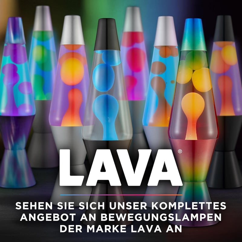Lava 2117 Lávalámpa Narancssárga Viasz Kék Folyadék Ezüst Alap 37cm