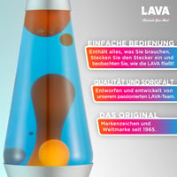 Lava 2117 Lávalámpa Narancssárga Viasz Kék Folyadék Ezüst Alap 37cm 3