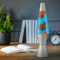 Lava 2117 Lávalámpa Narancssárga Viasz Kék Folyadék Ezüst Alap 37cm 7