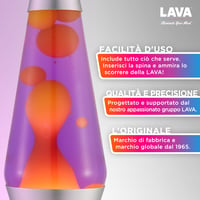LAVA Lávová lampa 2125 Žltý vosk Fialová tekutina Strieborný podstavec 37 cm Pohybujúca sa lampa - Žltá/Fialová 3