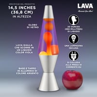 LAVA Lávová lampa 2125 Žltý vosk Fialová tekutina Strieborný podstavec 37 cm Pohybujúca sa lampa - Žltá/Fialová 4