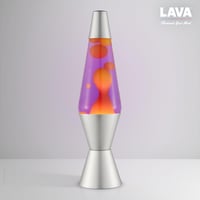 LAVA Lávová lampa 2125 Žltý vosk Fialová tekutina Strieborný podstavec 37 cm Pohybujúca sa lampa - Žltá/Fialová 2