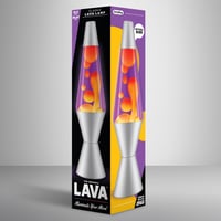 LAVA Lávová lampa 2125 Žltý vosk Fialová tekutina Strieborný podstavec 37 cm Pohybujúca sa lampa - Žltá/Fialová 5
