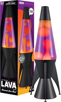 LAVA Evenfall Rocket lávalámpa sárga viasszal, lila folyadékkal, 37 cm 1