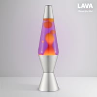 LAVA Lávlámpa 2125 Sárga Viasz Lila Folyadék Ezüst Talp 37cm Mozgólámpa - Yellow/Purple 2
