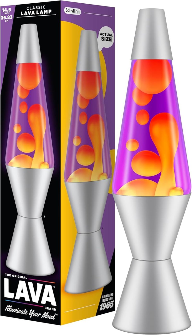LAVA Lávlámpa 2125 Sárga Viasz Lila Folyadék Ezüst Talp 37cm Mozgólámpa - Yellow/Purple