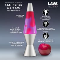 Lava Lite Lava Lamp 2121 Lava lampa – ružičasti vosak, ljubičasta tekućina, srebrno postolje, originalna lampa od 14,5 inča 4