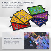 Lavievert Összecsukható Puzzle Tábla 2-in-1 Állvánnyal, Dönthető Kirakós Asztal 6 Fiókkal, Filc Felülettel, Hordozható Puzzle Tároló 2000 Da 4