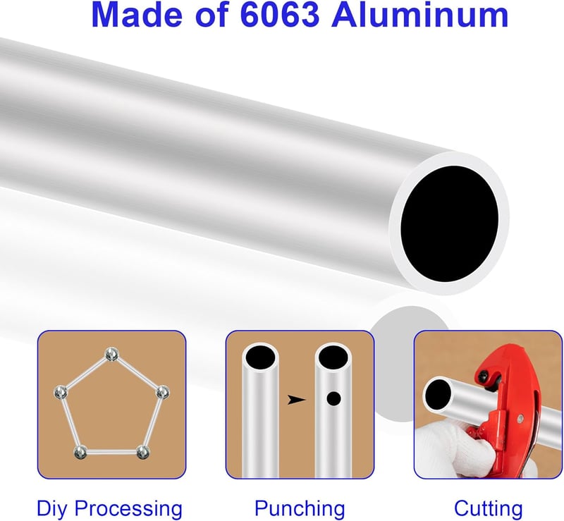 LAVMHAB 6063 Alumínium Körcső 25mm x 21mm - 2mm Falvastagságú Ezüst Csövek 300mm Hosszú - Korrózióálló Könnyű Alumínium Csőpár (2db)