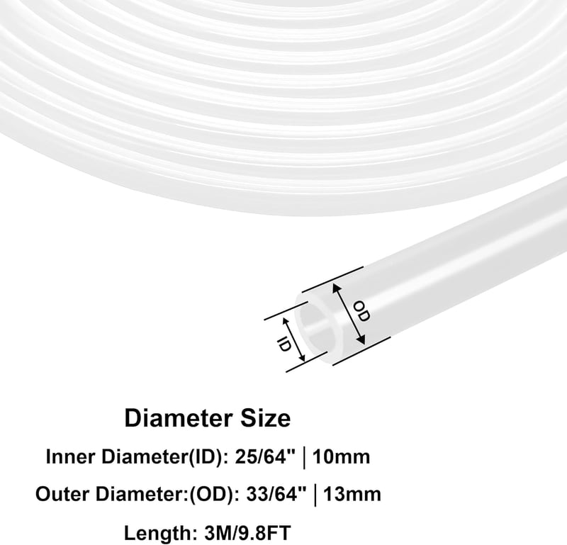 LAVMHAB Átlátszó PVC Tömlő 10x13mm - 3m Hosszú Flexibilis Műanyag Vízcső - Vegyszerálló Univerzális Csővezeték Folyadékszállításhoz