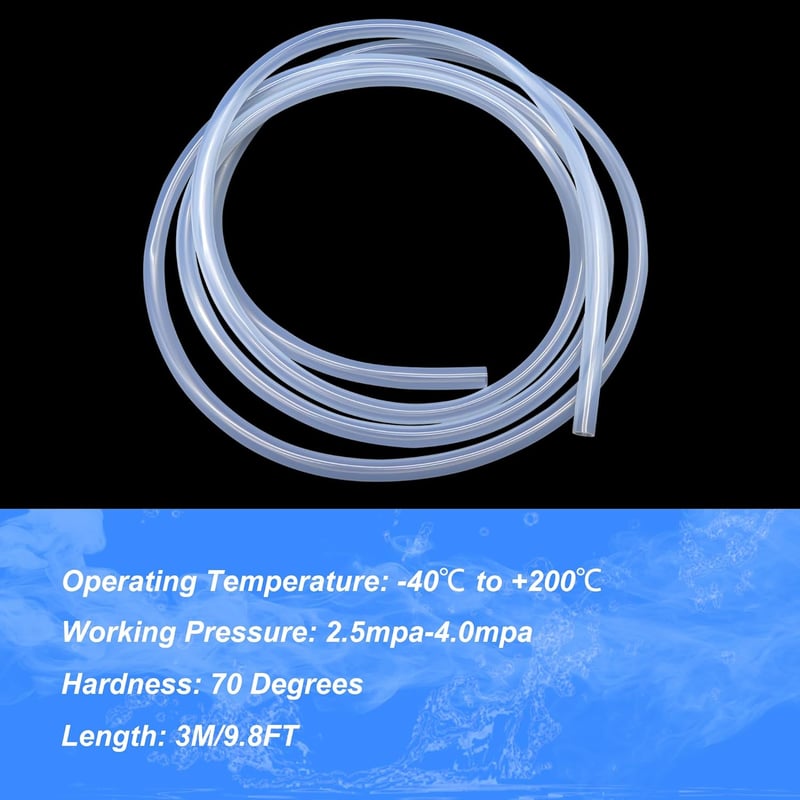 LAVMHAB Szilikon Cső 7mm/9mm (belső/külső átmérő) 3m - Élelmiszeripari Minőségű Átlátszó Flexibilis Tömlő Folyadék és Levegő Szállításhoz