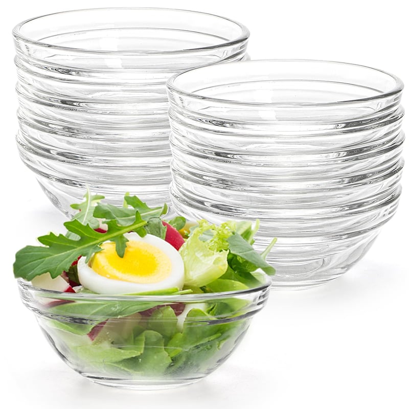 Lawei set od 12 mini staklenih zdjelica, 120 ml, promjer 9 cm, zdjelice za umake, deserte, tapas, salate, voće, složive jedna u drugu